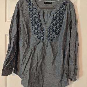 XL Max Jeans Long Sleeve Chambray Top